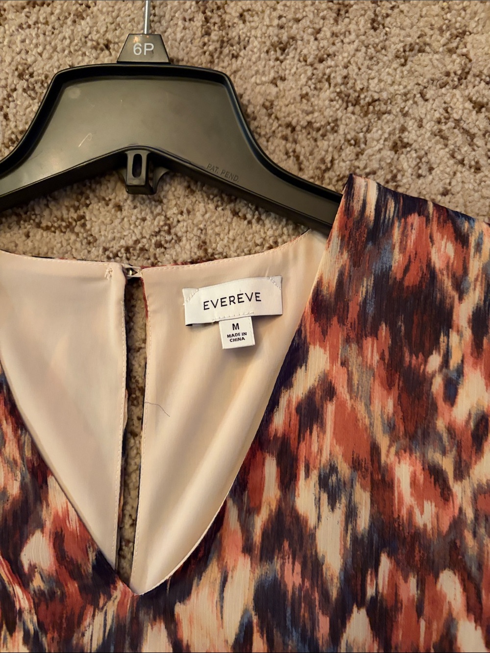 Evereve Multicolor Ikat-Print V-Neck Midi Dress in Navy, Rust, Cream - Picture 2 of 3